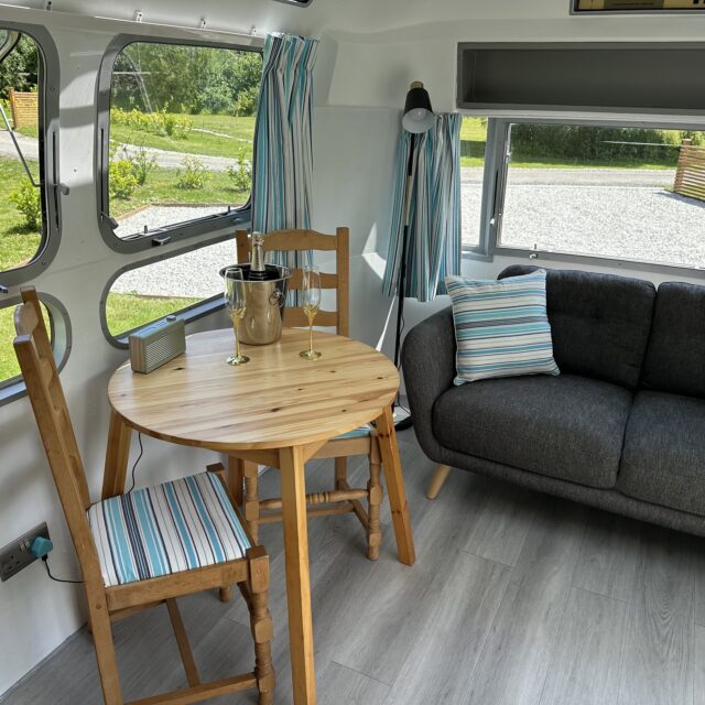 Boskenna Airstream Caravan sitting area